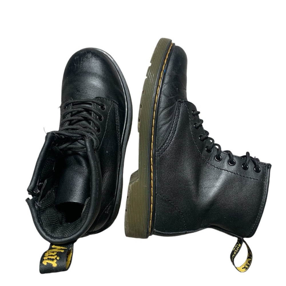Dr. Martens 1460 J Pascal Black Leather Lace Up Side Zip Boots Kids Size 2 US